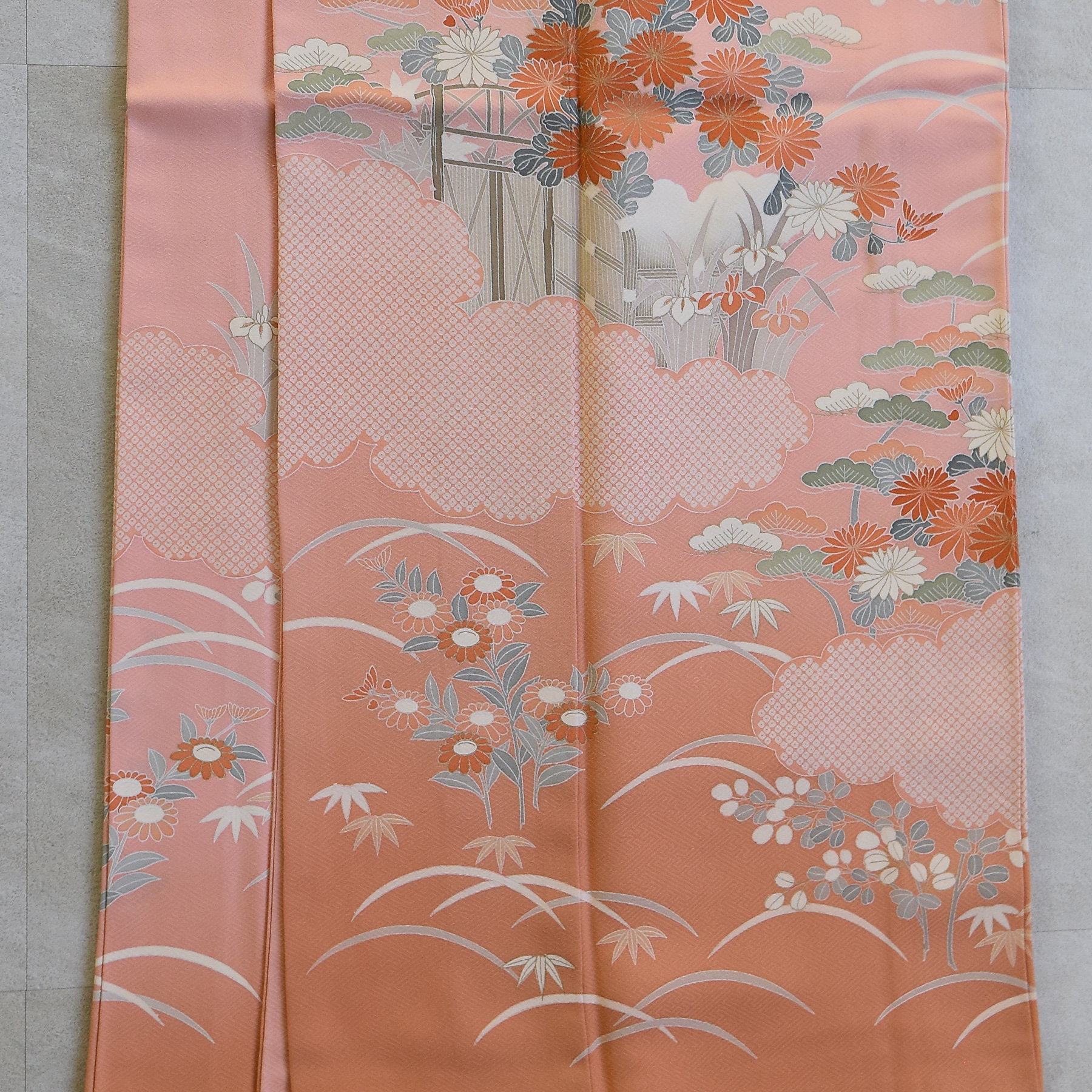 訪問着 レンタル おしゃれ 20点 フルセット 正絹 着物 菊 ピンク系