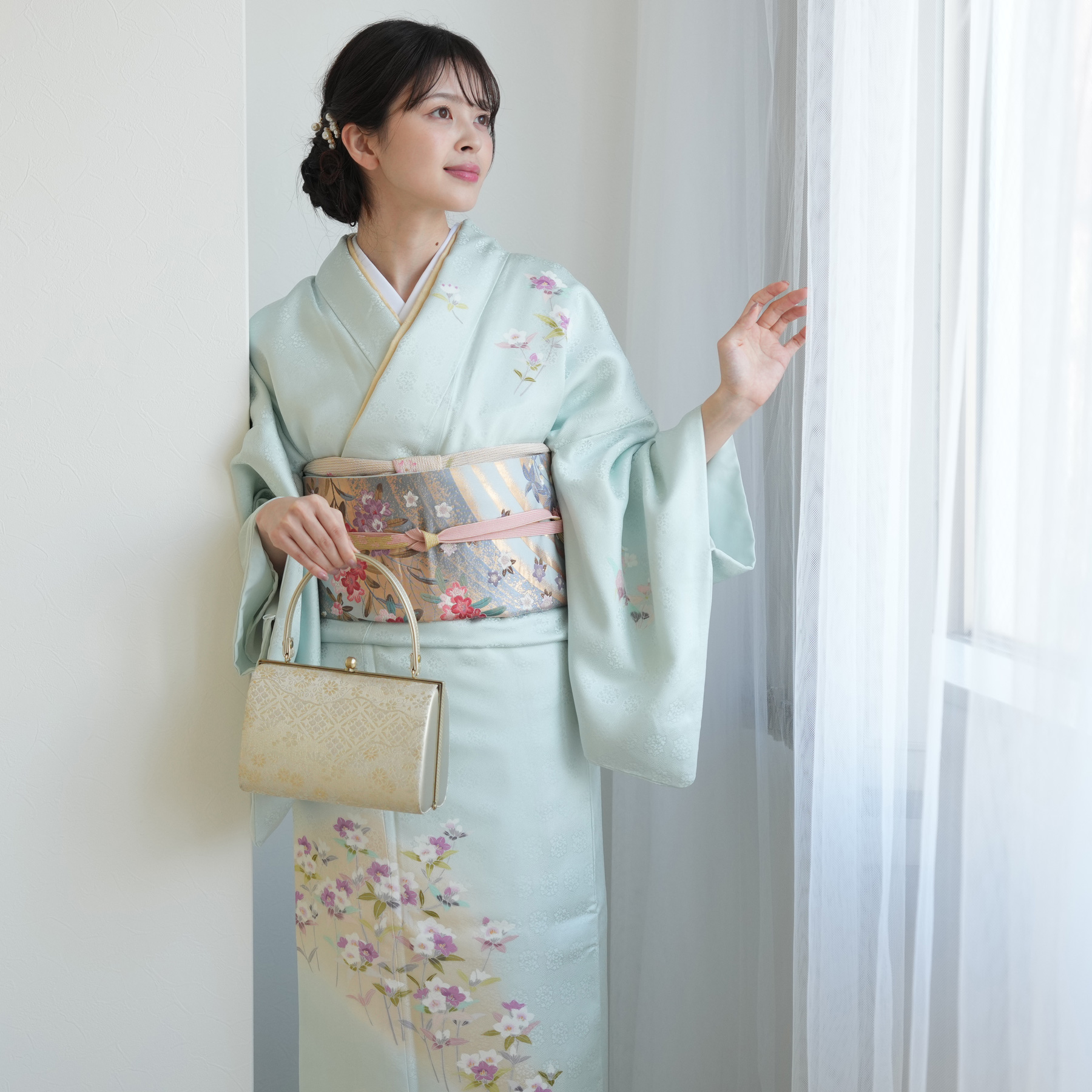 訪問着 レンタル おしゃれ 20点 フルセット 古典柄 レトロ 正絹 花