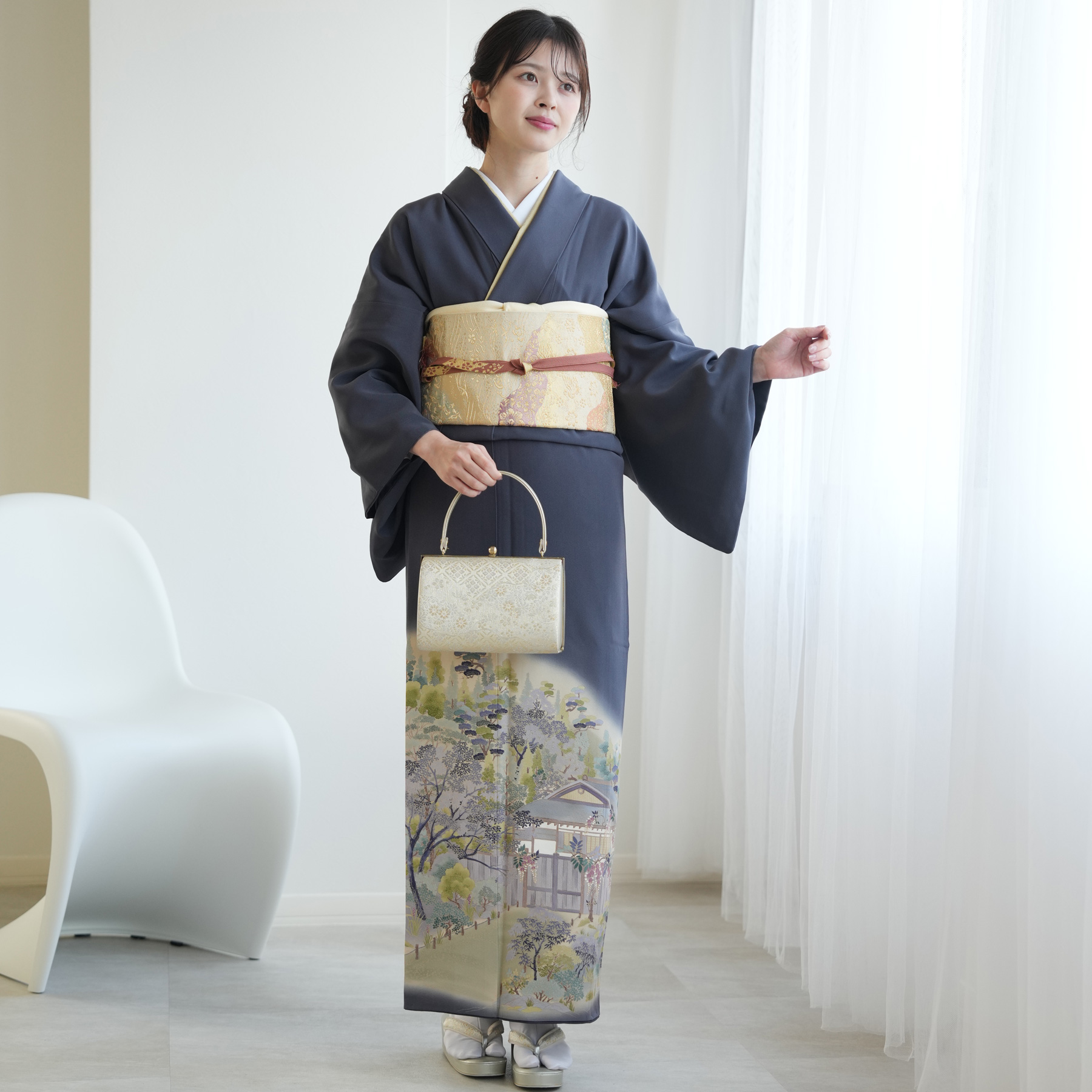 レンタル 訪問着 おしゃれ フルセット 古典柄 レトロ 母親 正絹 着物