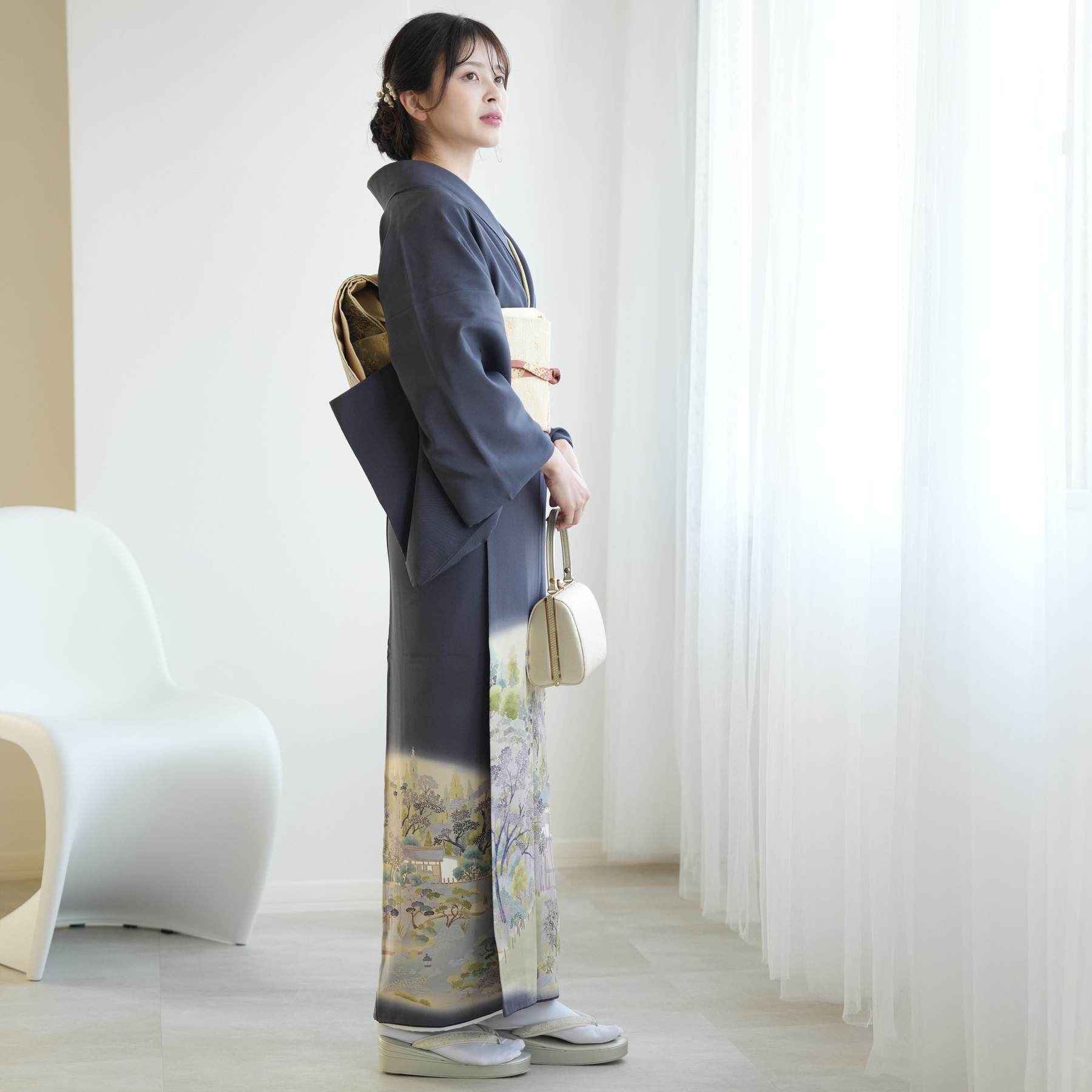 レンタル 訪問着 おしゃれ フルセット 古典柄 レトロ 母親 正絹 着物 