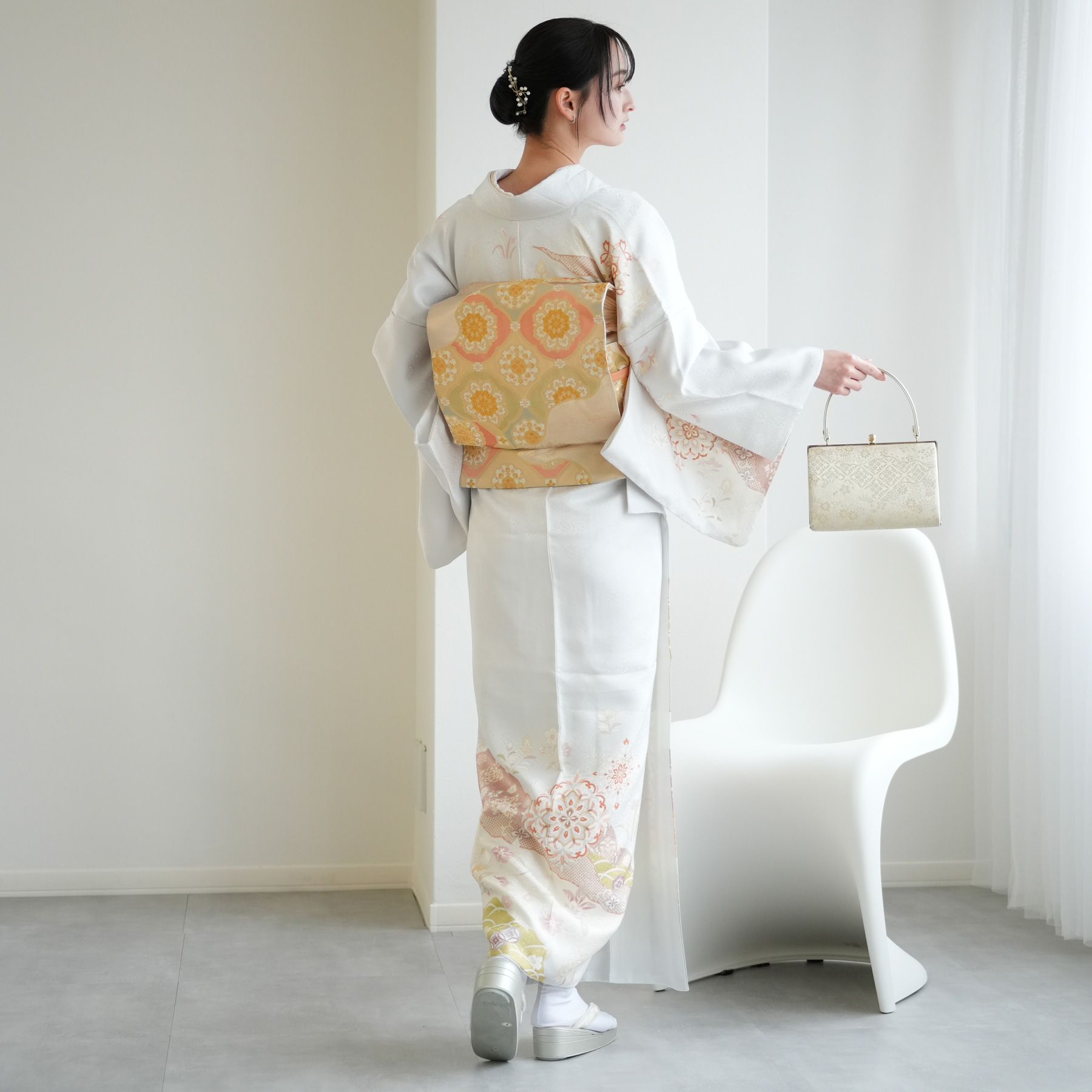 訪問着 レンタル おしゃれ 20点フルセット 雪色に唐花文 結婚式 卒業式