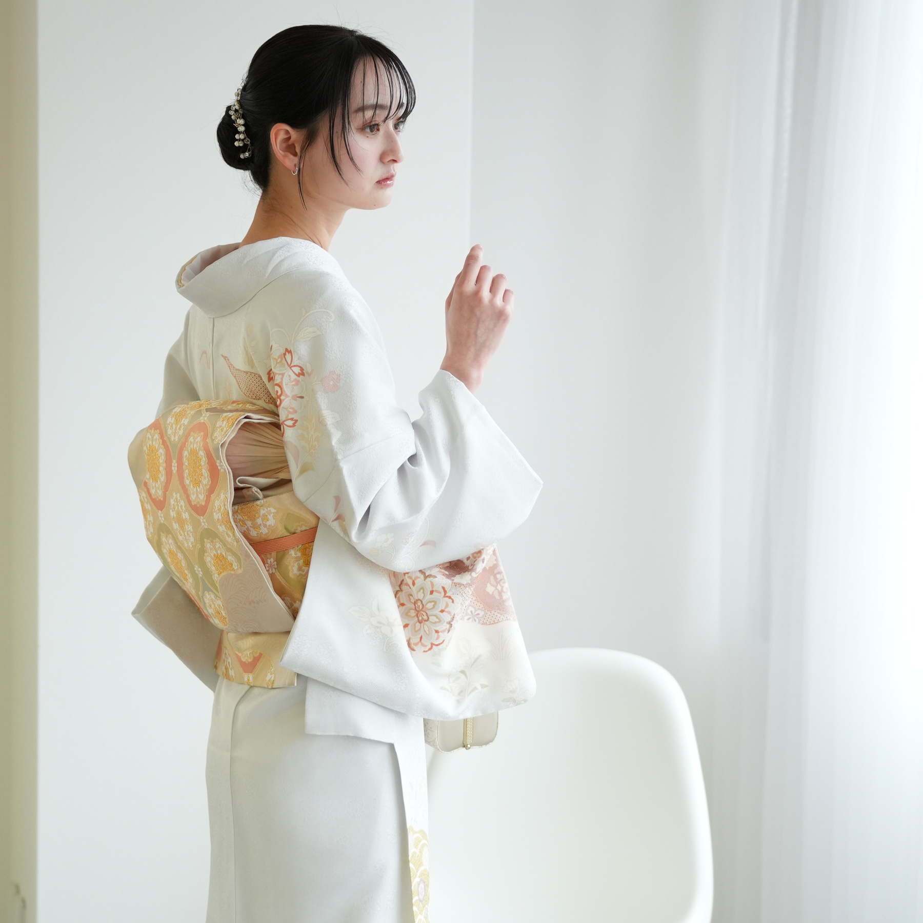 訪問着 レンタル おしゃれ 20点フルセット 雪色に唐花文 結婚式 卒業式