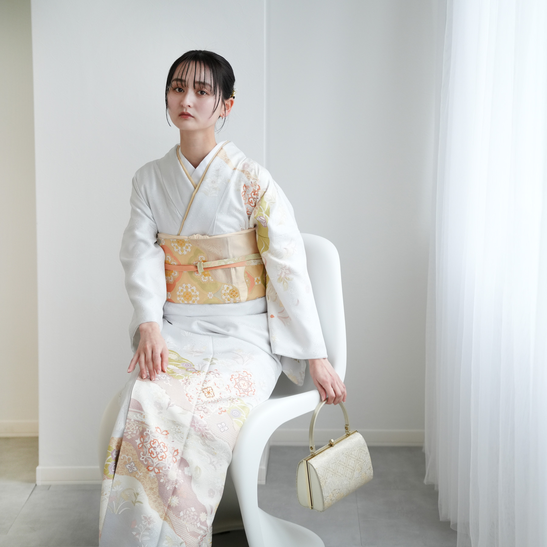 レンタル 訪問着 おしゃれ フルセット 雪色に唐花文 結婚式 卒業式