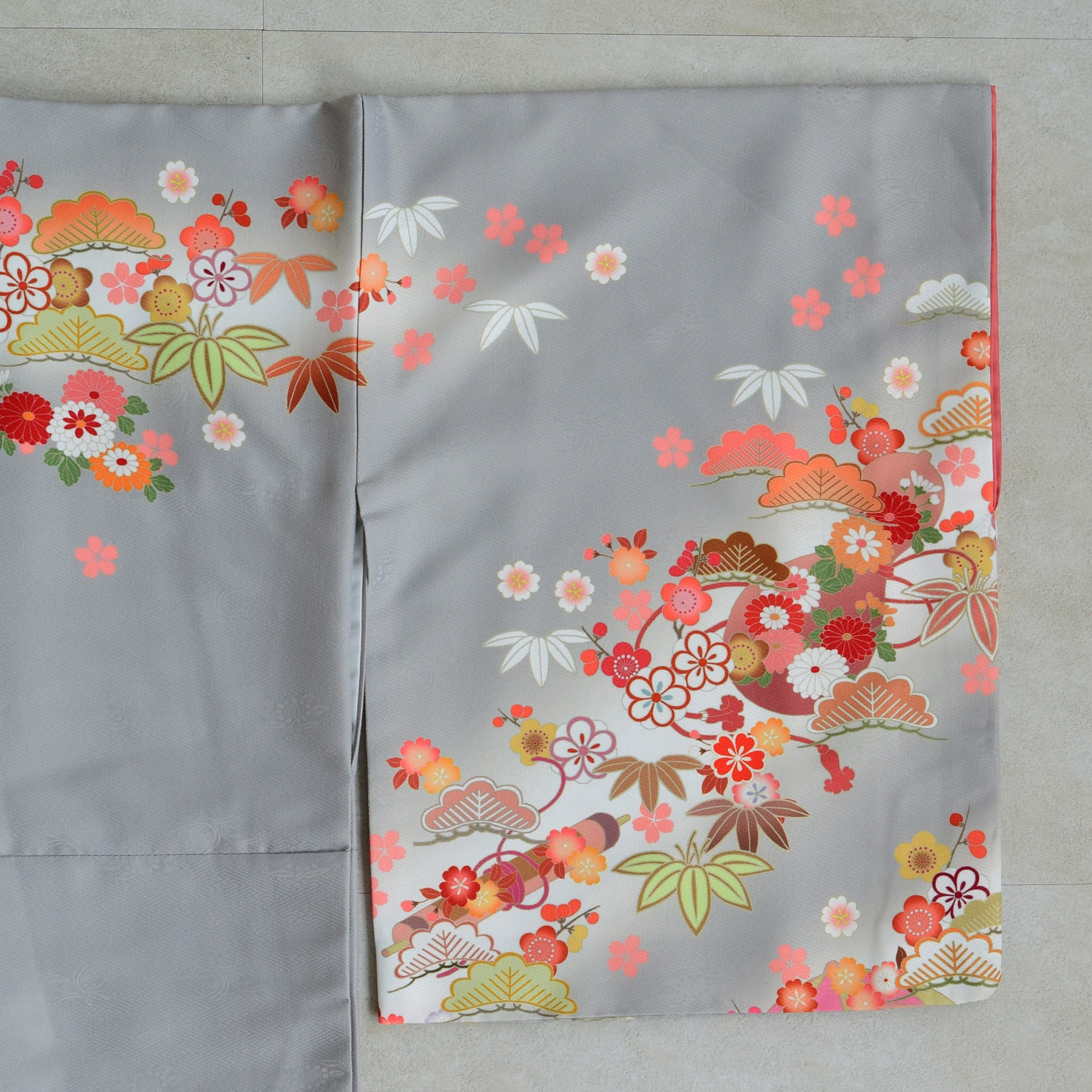 訪問着 レンタル おしゃれ 20点セット 着物 鼓 グレー系 卒業式 卒園式