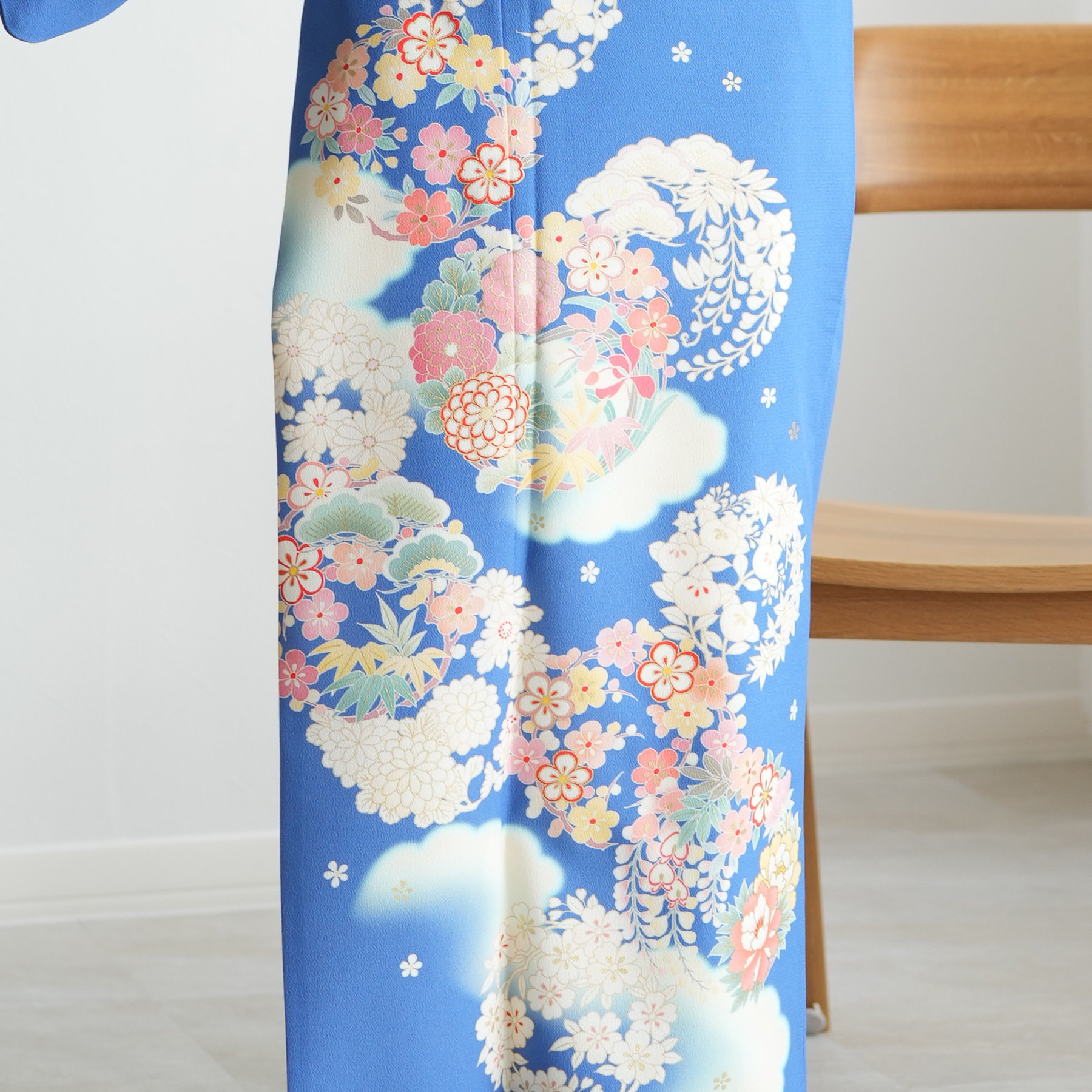 訪問着 レンタル おしゃれ 20点セット JAPAN STYLE 着物 花 青系