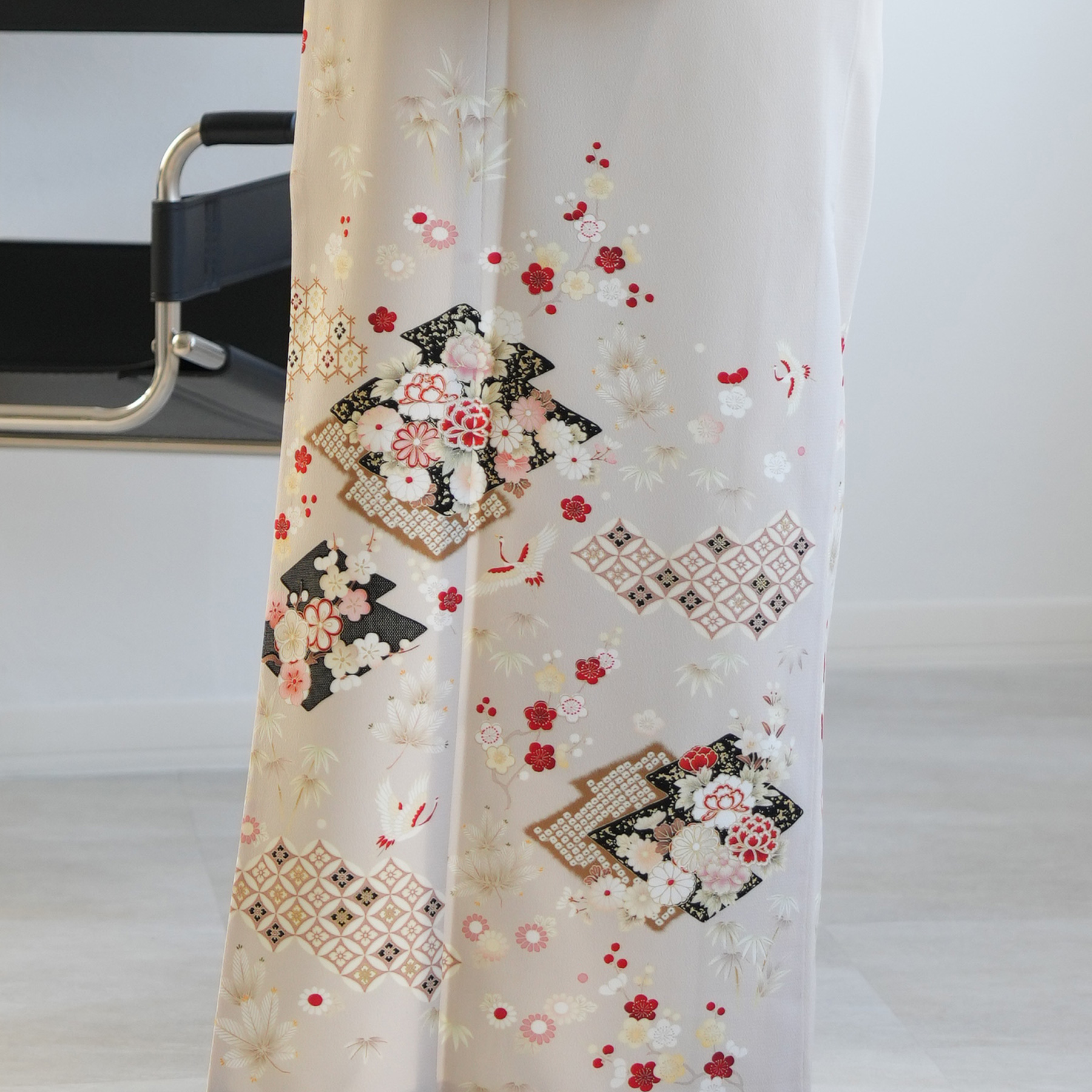 訪問着 レンタル おしゃれ 20点セット JAPAN STYLE 着物 花 ベージュ系