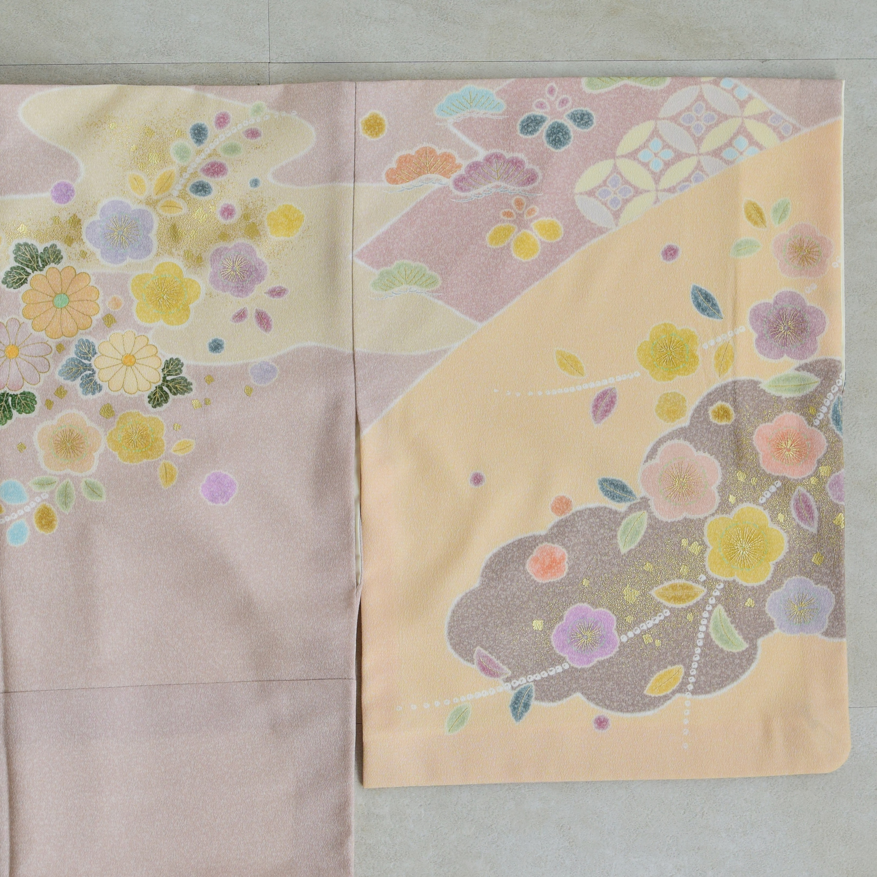 訪問着 レンタル おしゃれ 20点セット JAPAN STYLE 着物 花 ベージュ系