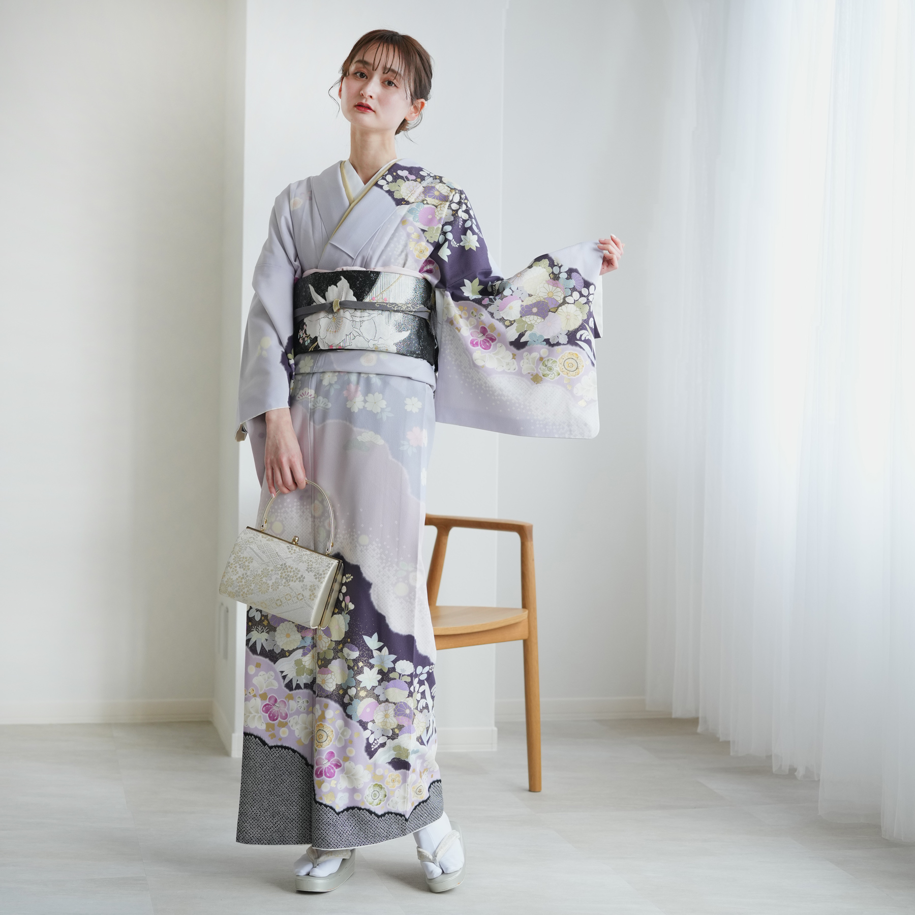 訪問着 レンタル おしゃれ 20点セット JAPAN STYLE 着物 花 卒業式 卒