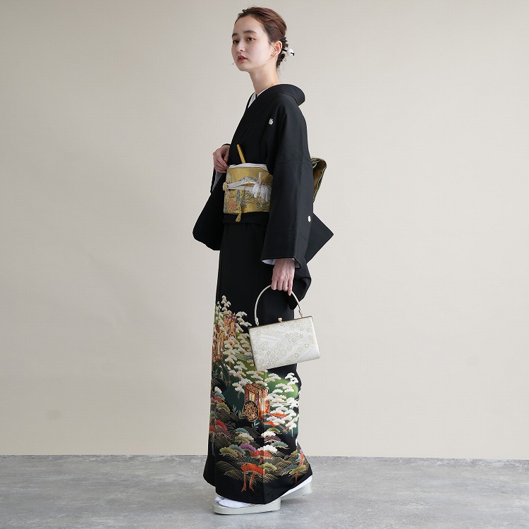 黒留袖 レンタル 50代 留袖 フルセット 着物 御所車 華やか フォーマル