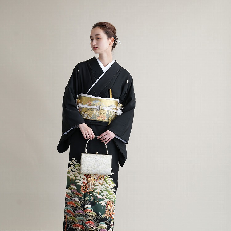 黒留袖 レンタル 50代 留袖 フルセット 着物 御所車 華やか フォーマル