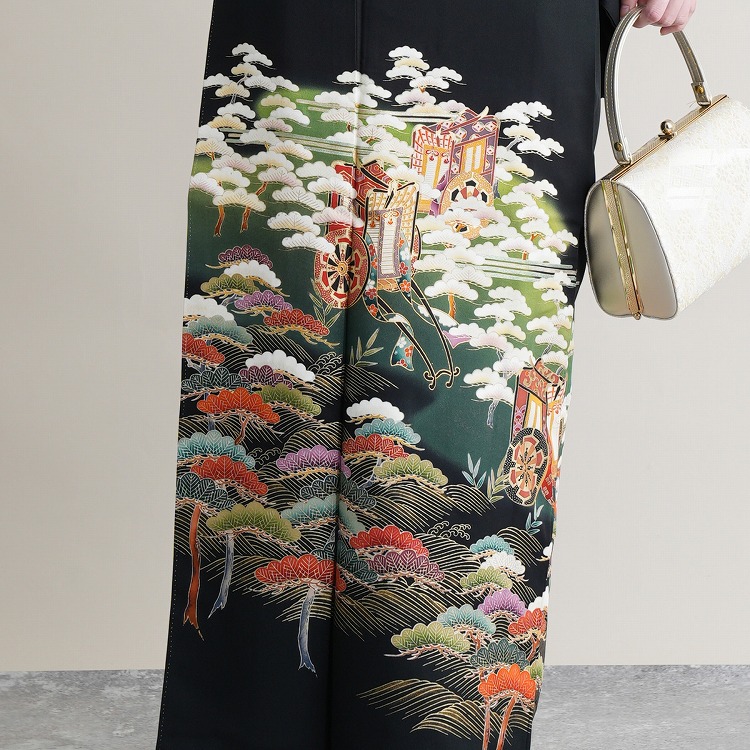 黒留袖 レンタル 50代 留袖 フルセット 着物 御所車 華やか フォーマル