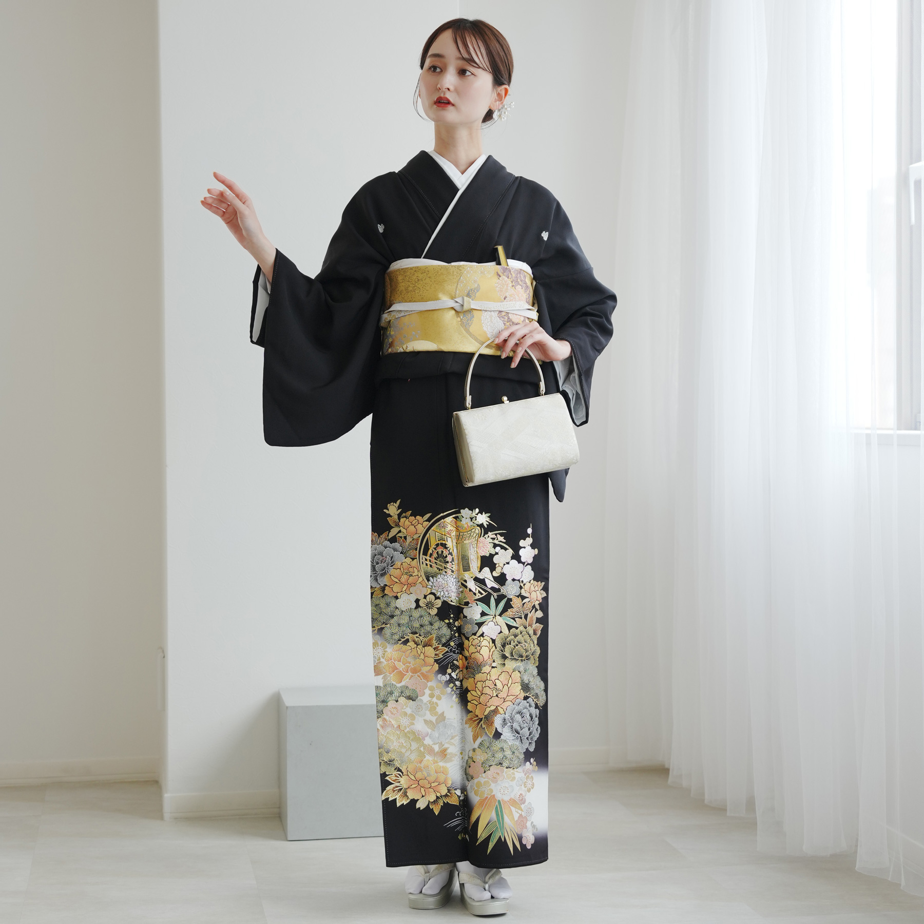 レンタル 黒留袖 桂由美 20点フルセット 橙...の詳細画像3