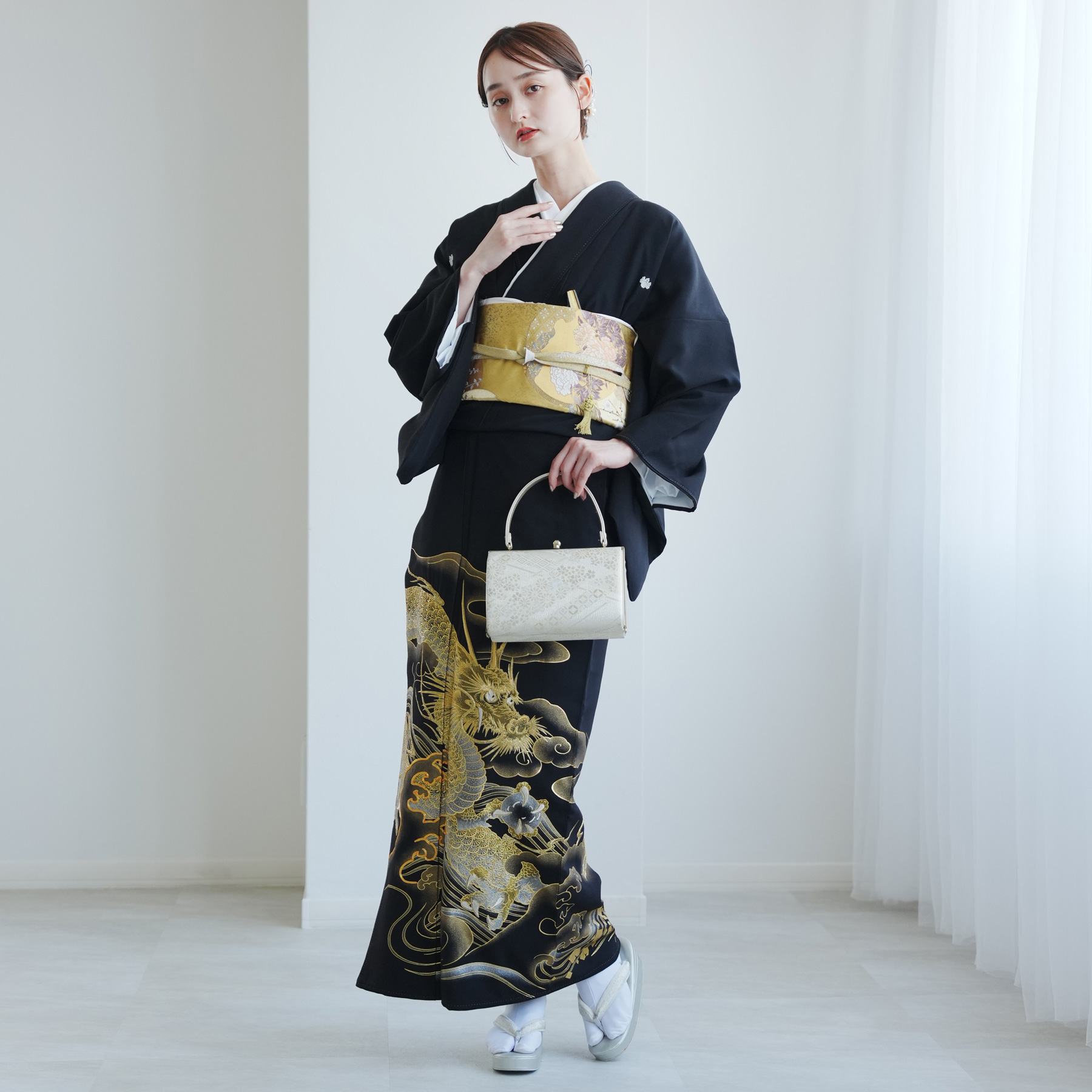 レンタル 黒留袖 桂由美 20点フルセット 金龍 ブランド 高級 正絹 結婚式 留袖 着物 KOTOHOGI ことほぎ 金彩友禅 母親 親族 第一礼装