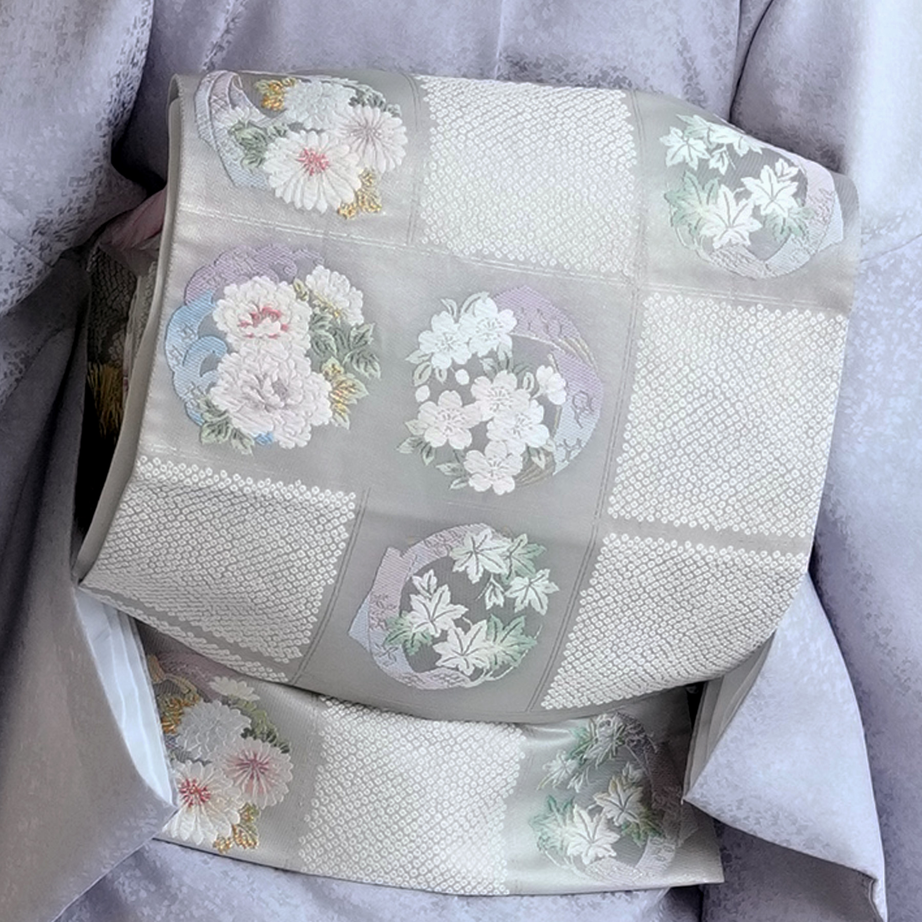 レンタル 附下訪問着 20点フルセット 藤色にはんなり古典花 付け下げ