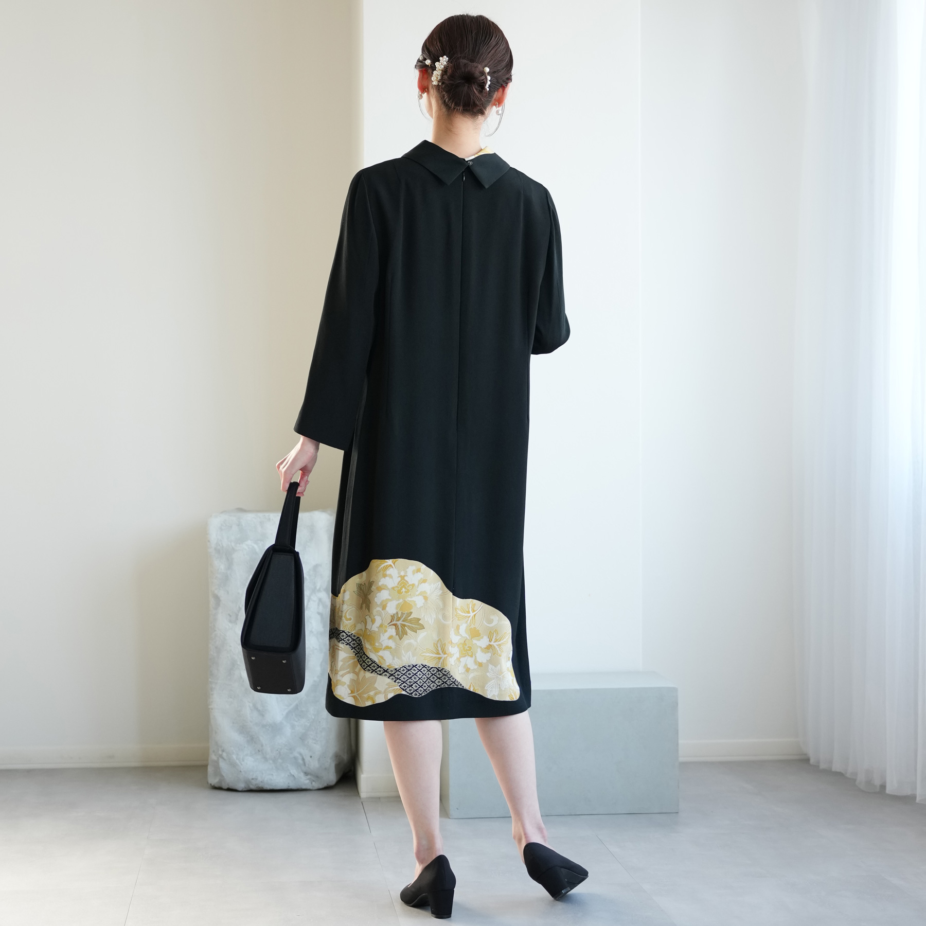 レンタル ドレス 単品 11号 金彩牡丹 ワンピース レディース