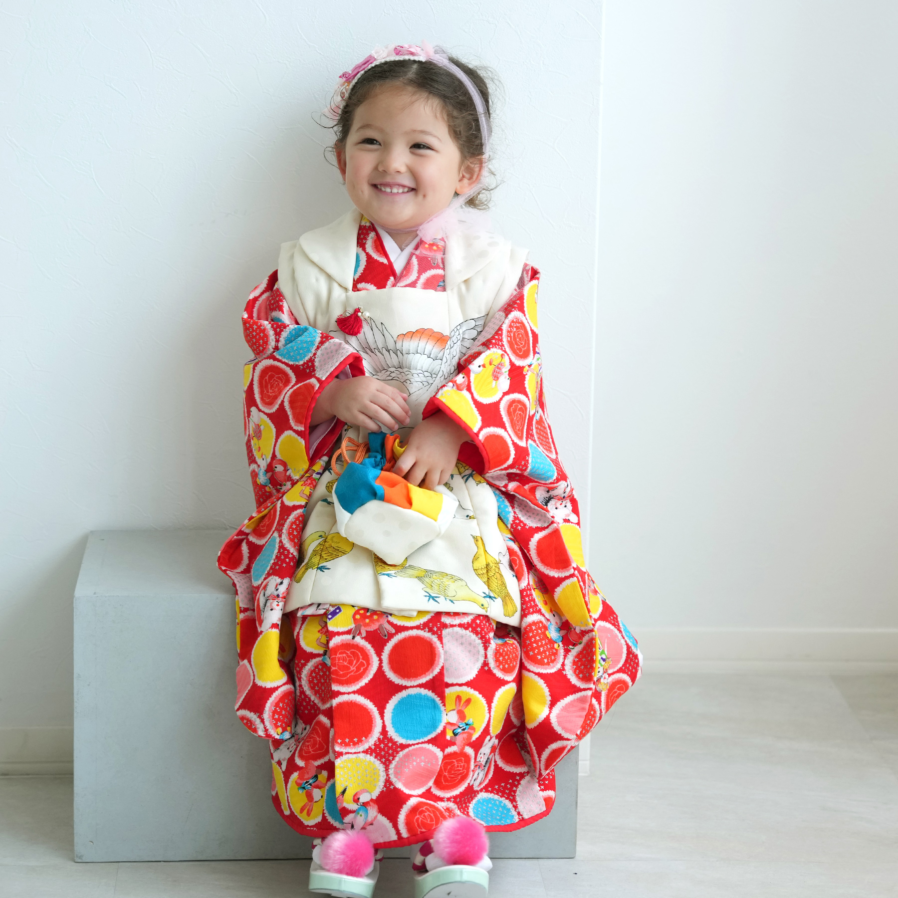 レンタル 七五三 3歳 女の子 フルセット モダンアンテナ 古典柄 レトロ