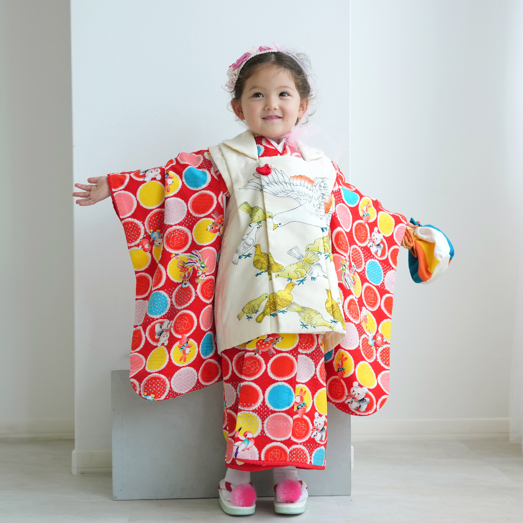 レンタル 七五三 3歳 女の子 フルセット モダンアンテナ 古典柄 レトロ