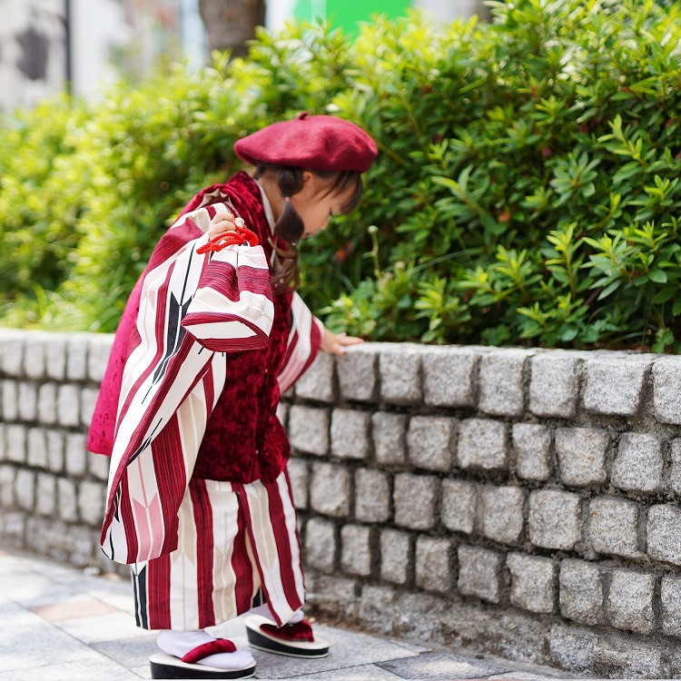 レンタル 七五三 3歳 女の子 フルセット ひよこ商店 レトロ モダン