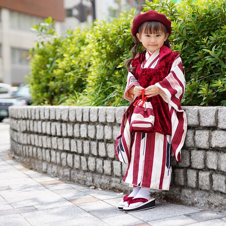 レンタル 七五三 3歳 女の子 フルセット ひよこ商店 レトロ モダン