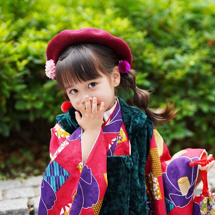レンタル 七五三 3歳 女の子 フルセット ひよこ商店 レトロ 椿
