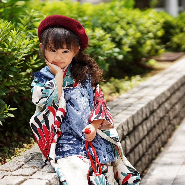 レンタル 七五三 3歳 女の子 フルセット ひよこ商店 レトロ モダン 菊