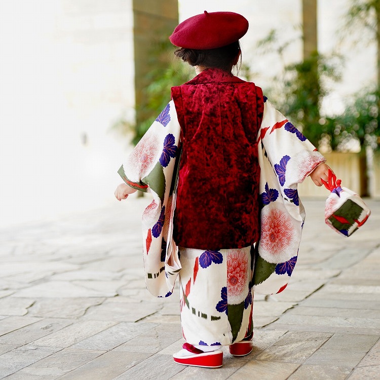 レンタル 七五三 3歳 女の子 フルセット ひよこ商店 レトロ モダン 菊