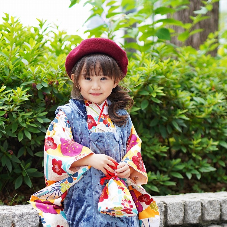 レンタル 七五三 3歳 女の子 フルセット ひよこ商店 レトロ モダン 梅
