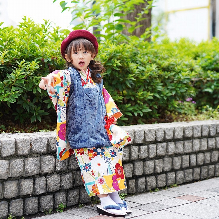 レンタル 七五三 3歳 女の子 フルセット ひよこ商店 レトロ モダン 梅