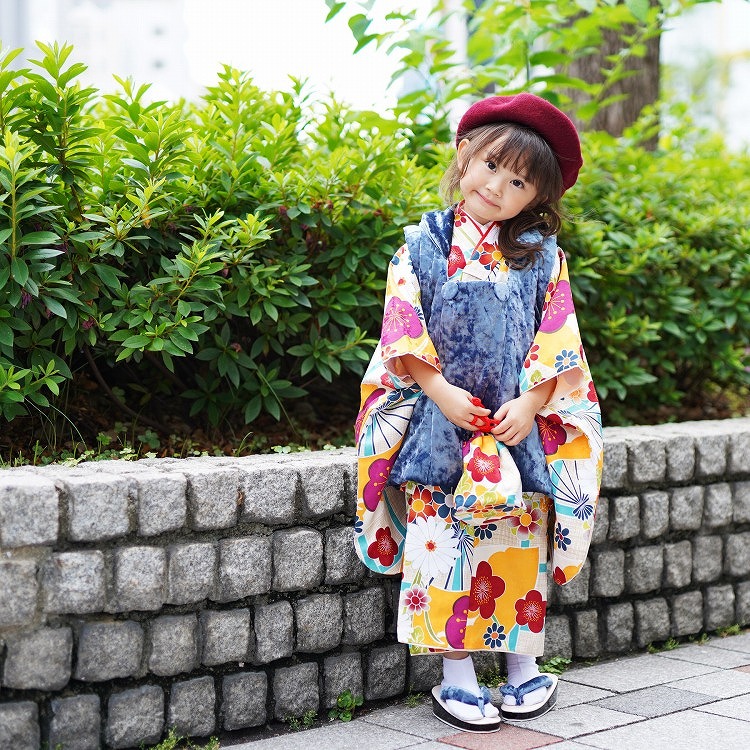 レンタル 七五三 3歳 女の子 フルセット ひよこ商店 レトロ モダン 梅