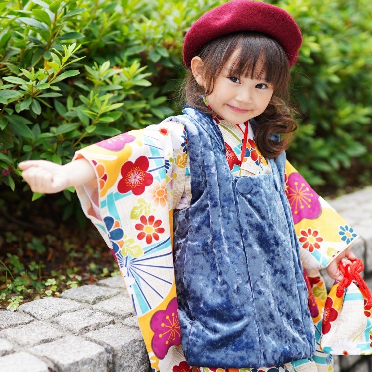 ひよこ商店 / utatane レトロモダン 麻の葉模様 子供用着物【七五三】 レンタル 七五三 3歳 女の子 フルセット ひよこ商店 レトロ モダン 梅