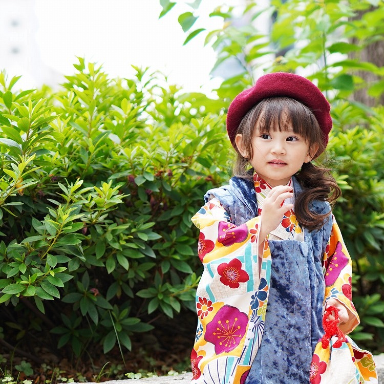 レンタル 七五三 3歳 女の子 フルセット ひよこ商店 レトロ モダン 梅