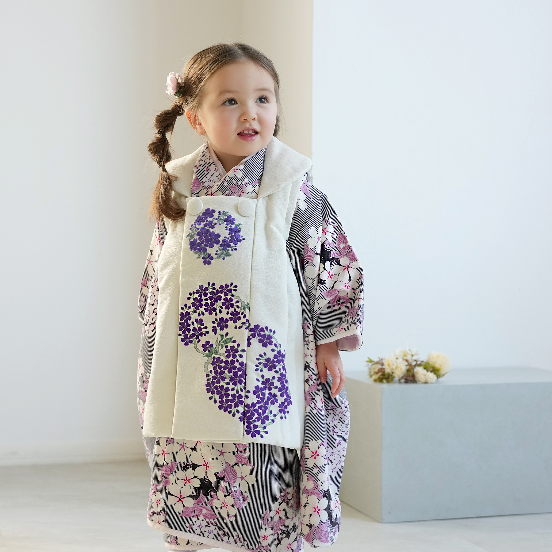 レンタル 七五三 3歳 女の子 フルセット NATURAL BEAUTY レトロ 花柄