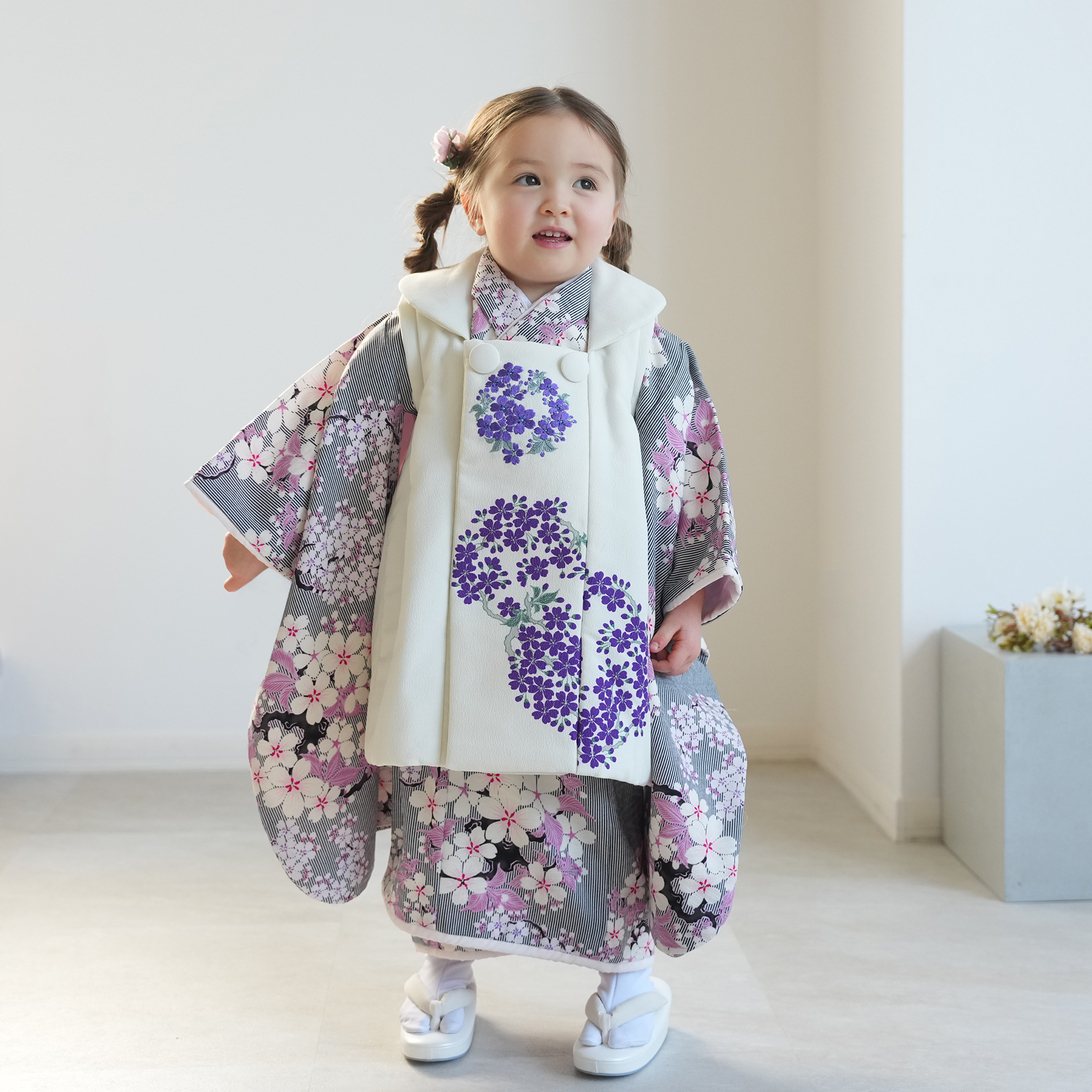 レンタル 七五三 3歳 女の子 フルセット NATURAL BEAUTY レトロ 花柄