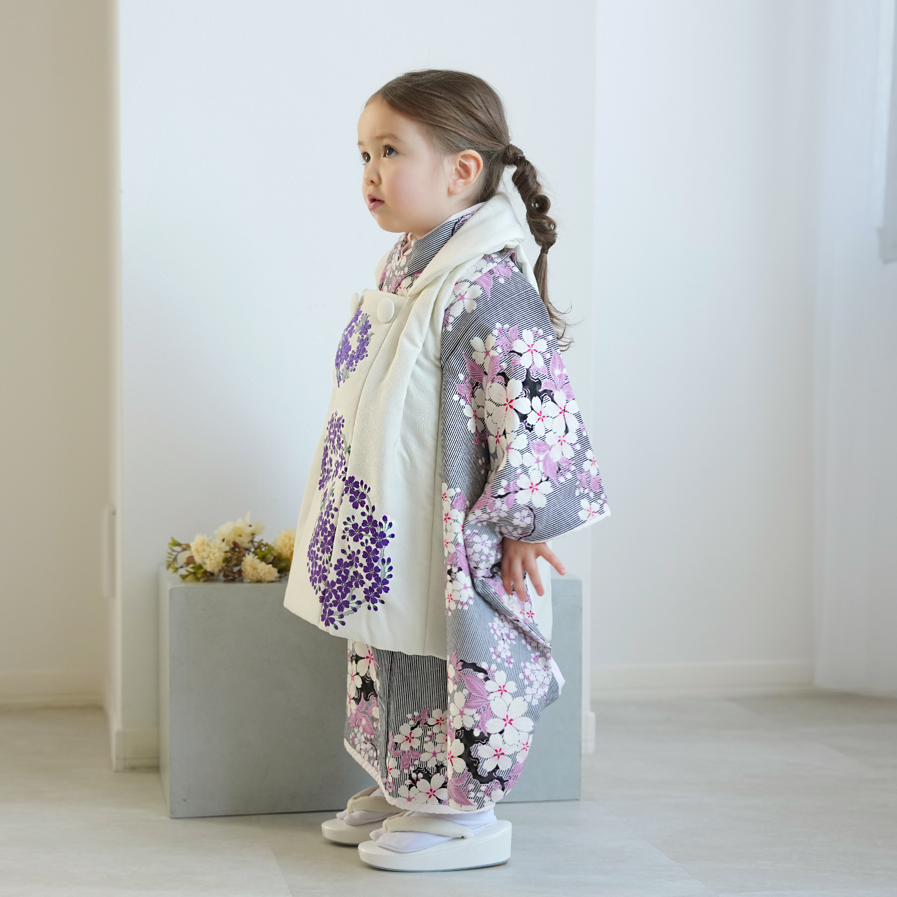 レンタル 七五三 3歳 女の子 フルセット NATURAL BEAUTY レトロ 花柄