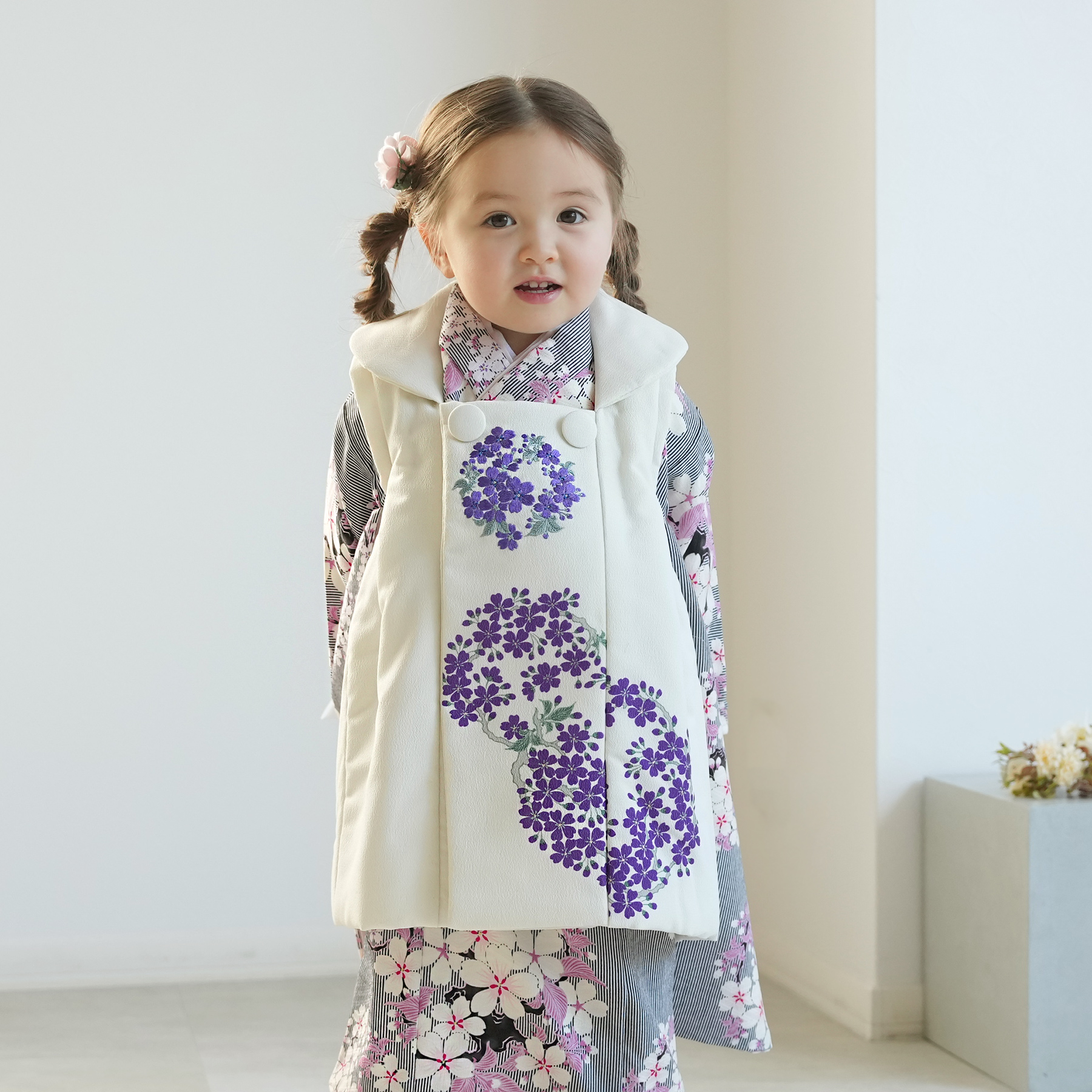 レンタル 七五三 3歳 女の子 フルセット NATURAL BEAUTY レトロ 花柄