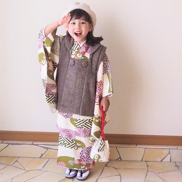 レンタル 七五三 3歳 女の子 フルセット ひよこ商店 古典柄 レトロ