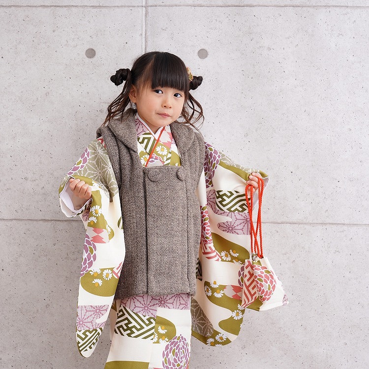 レンタル 七五三 3歳 女の子 フルセット ひよこ商店 古典柄 レトロ