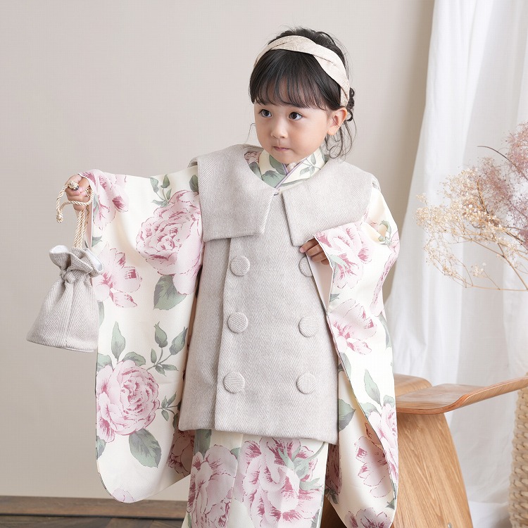 七五三　3歳女の子向けほぼフルセット　ピンク KYOETSU 七五三 着物 3歳 女の子 【全て揃った豪華9点フルセット