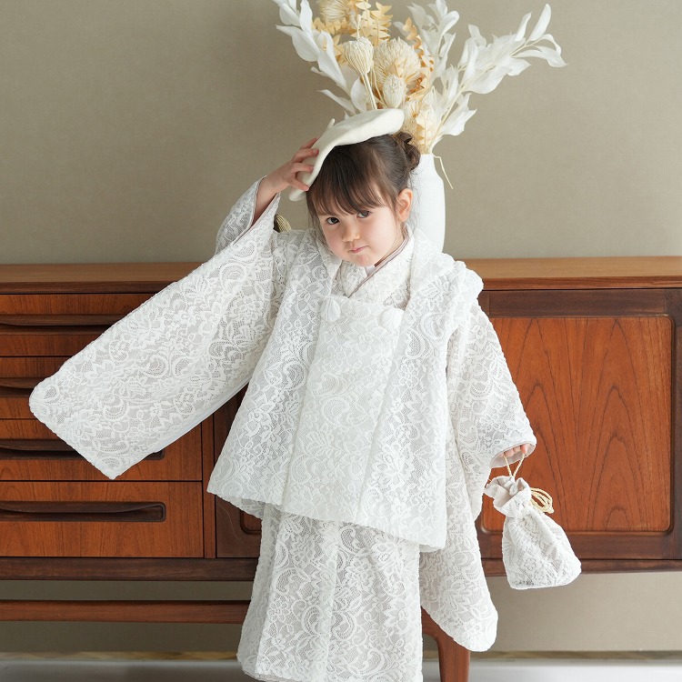 レンタル 七五三 3歳 女の子 フルセット utatane レトロ レース