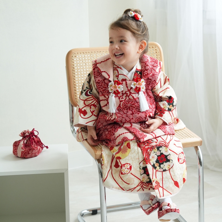 レンタル 七五三 3歳 女の子 七五三セット 古典柄 レトロ 花 華