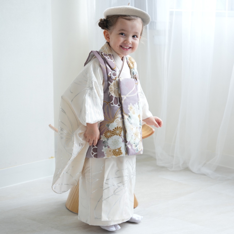 レンタル 七五三 3歳 着物 レトロ 女の子 被布セット ひよこ商店 古典