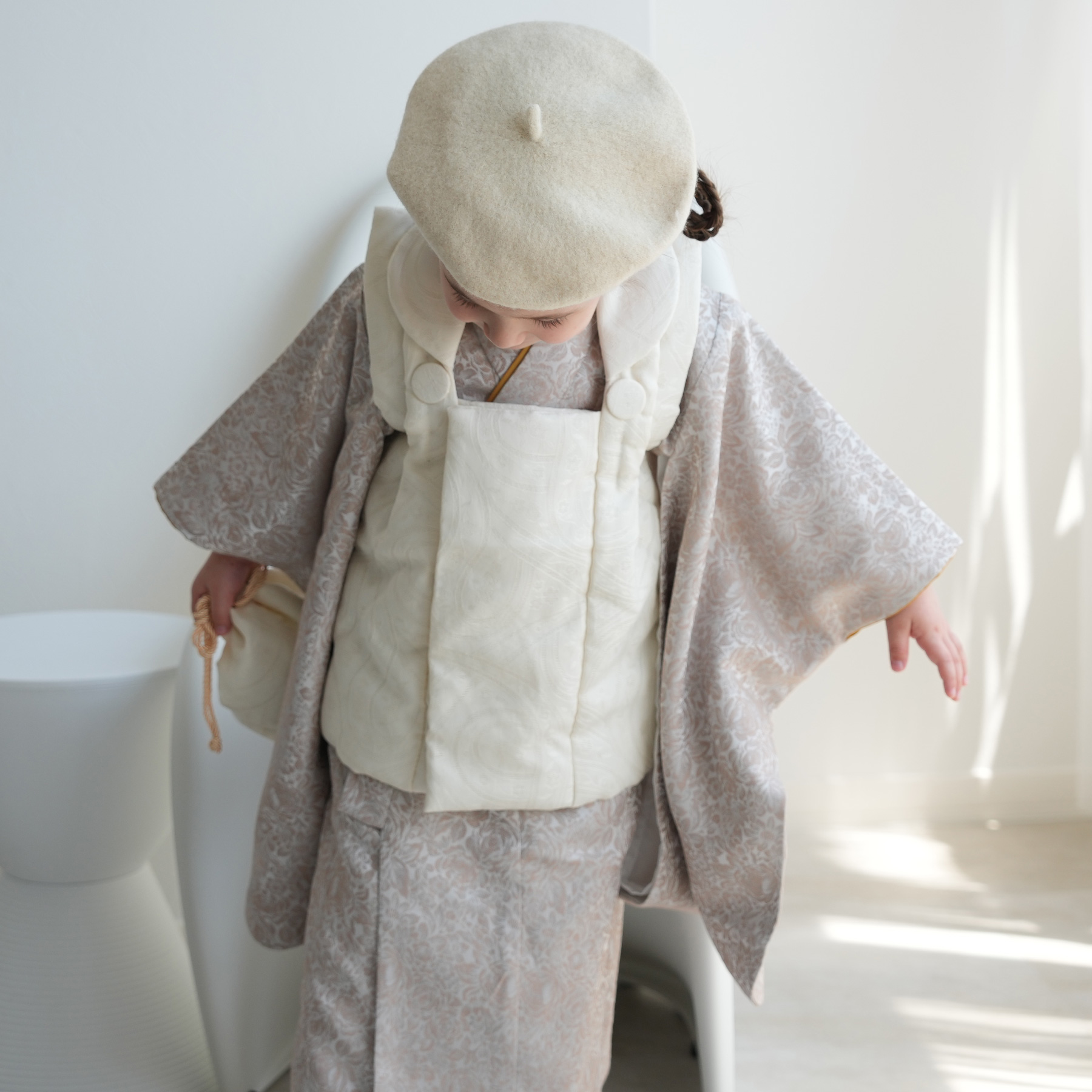 レンタル 七五三 3歳 女の子 ひよこ商店 被布 ベレー帽つき被布フル