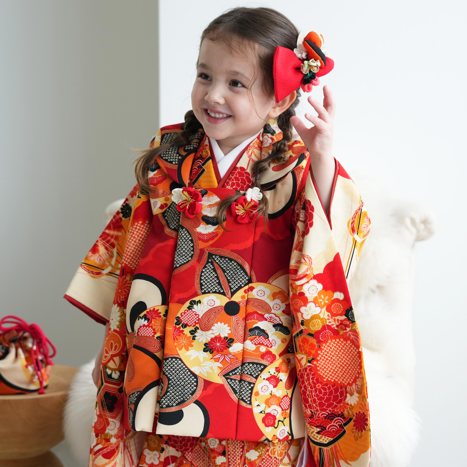 七五三 着物 3歳 女の子 ブランド被布セット 華徒然「オフ