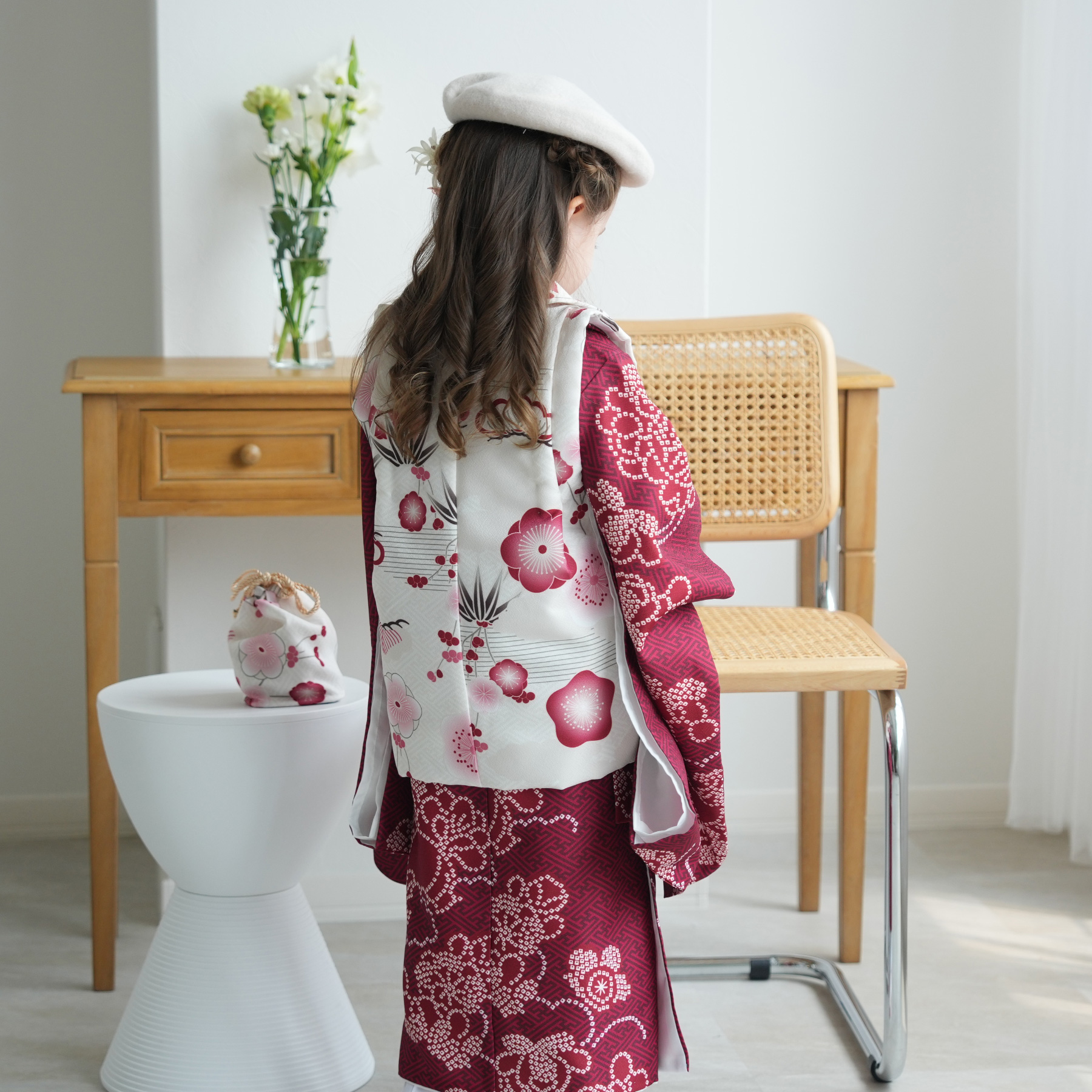 レンタル 七五三 3歳 女の子 ひよこ商店 kids ベレー帽つき被布フル