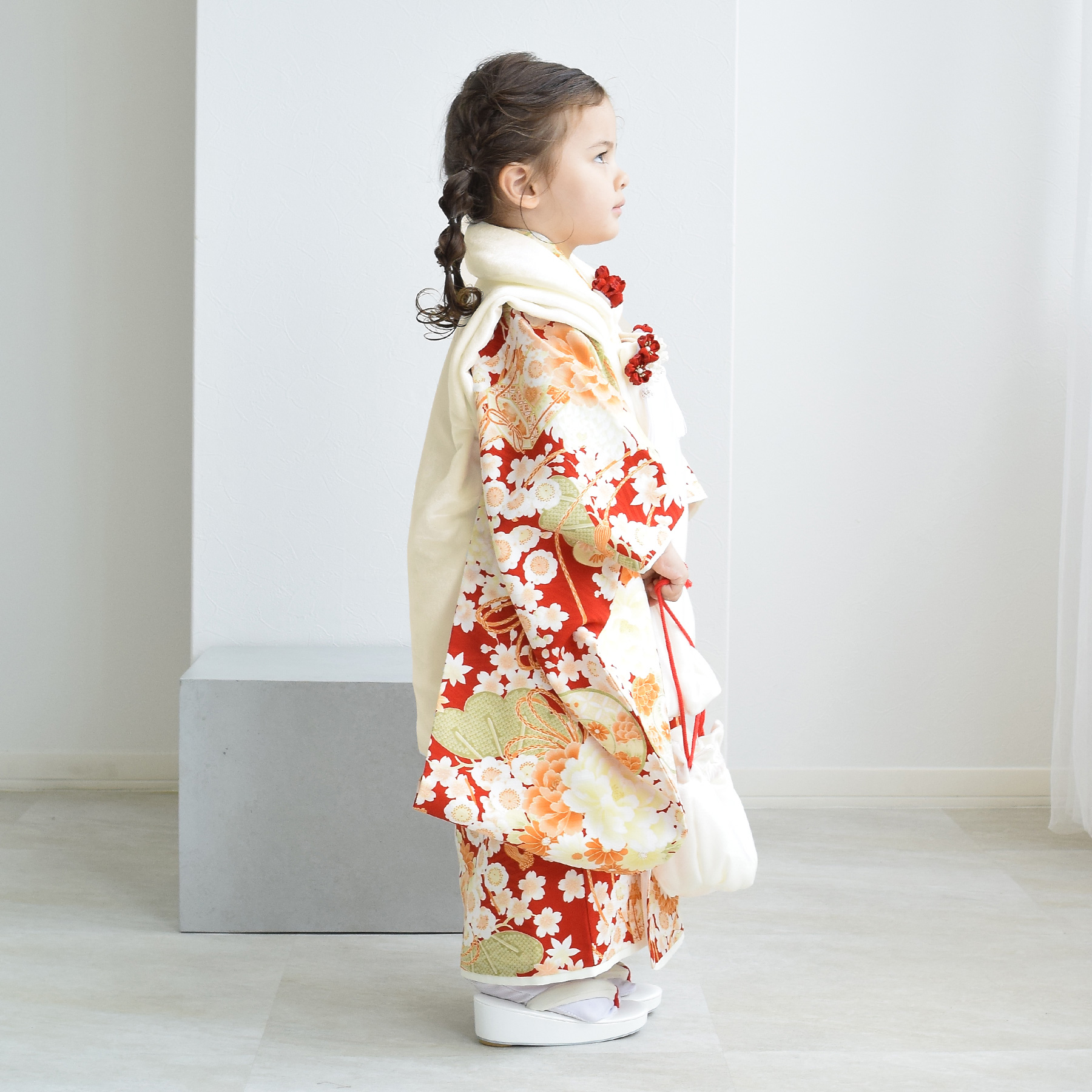 （レンタルでも¥37000のお品）utatane 七五三 ３歳　着物 レンタル】七五三 7歳 女の子 シュセット 着物 日本製 作り帯