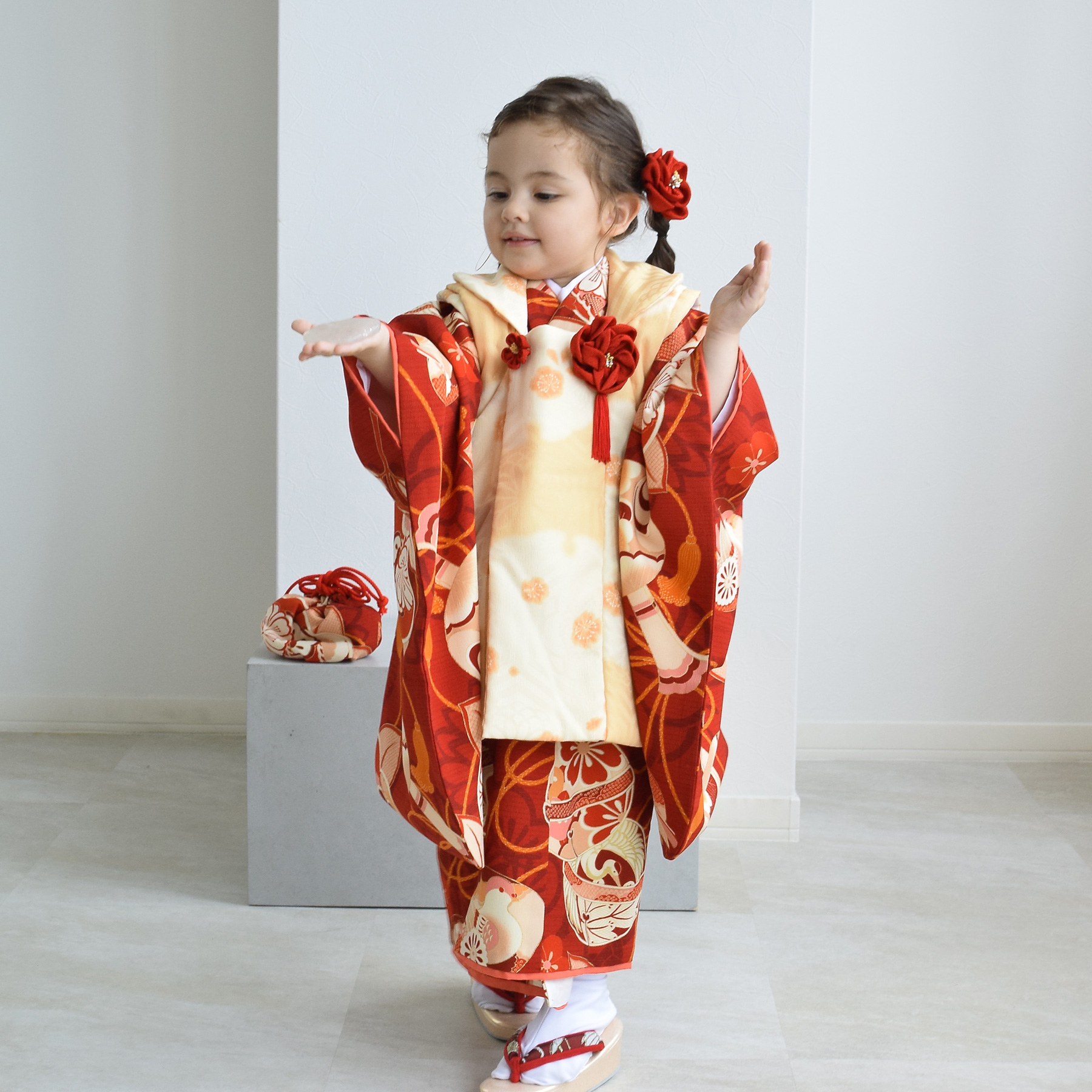 レンタル 七五三 3歳 女の子 京舞 雪輪に梅...の詳細画像3