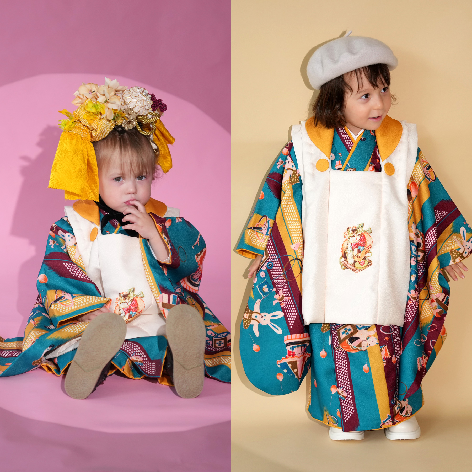 レンタル 七五三 3歳 男の子 女の子 753 被布 6点セット ニコ