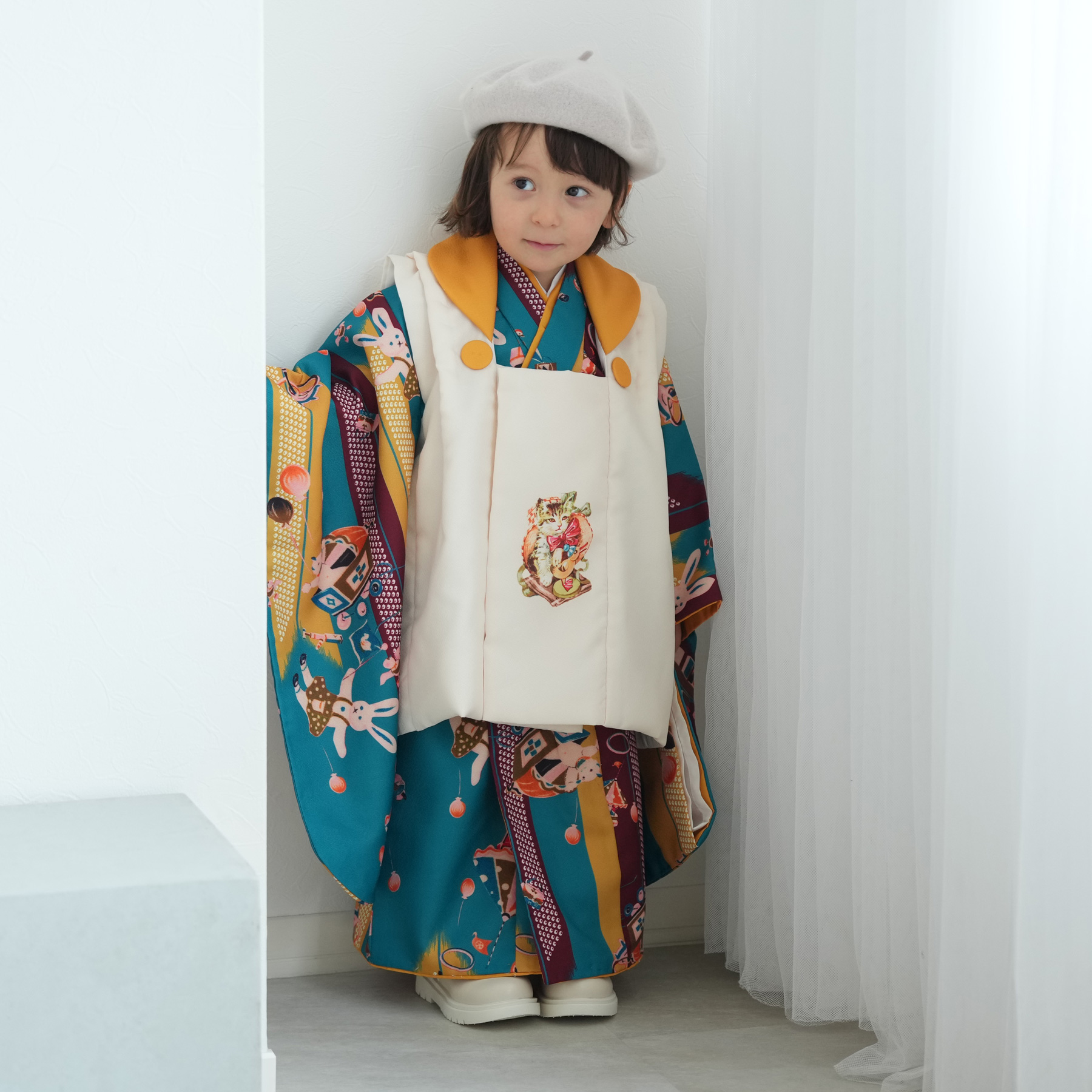 レンタル 七五三 3歳 男の子 女の子 753 被布 6点セット ニコ