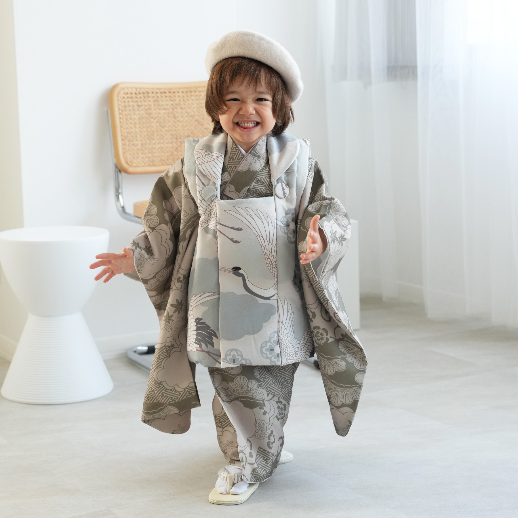 レンタル 七五三 3歳 男の子 ひよこ商店 kids 着物 ベレー帽つき