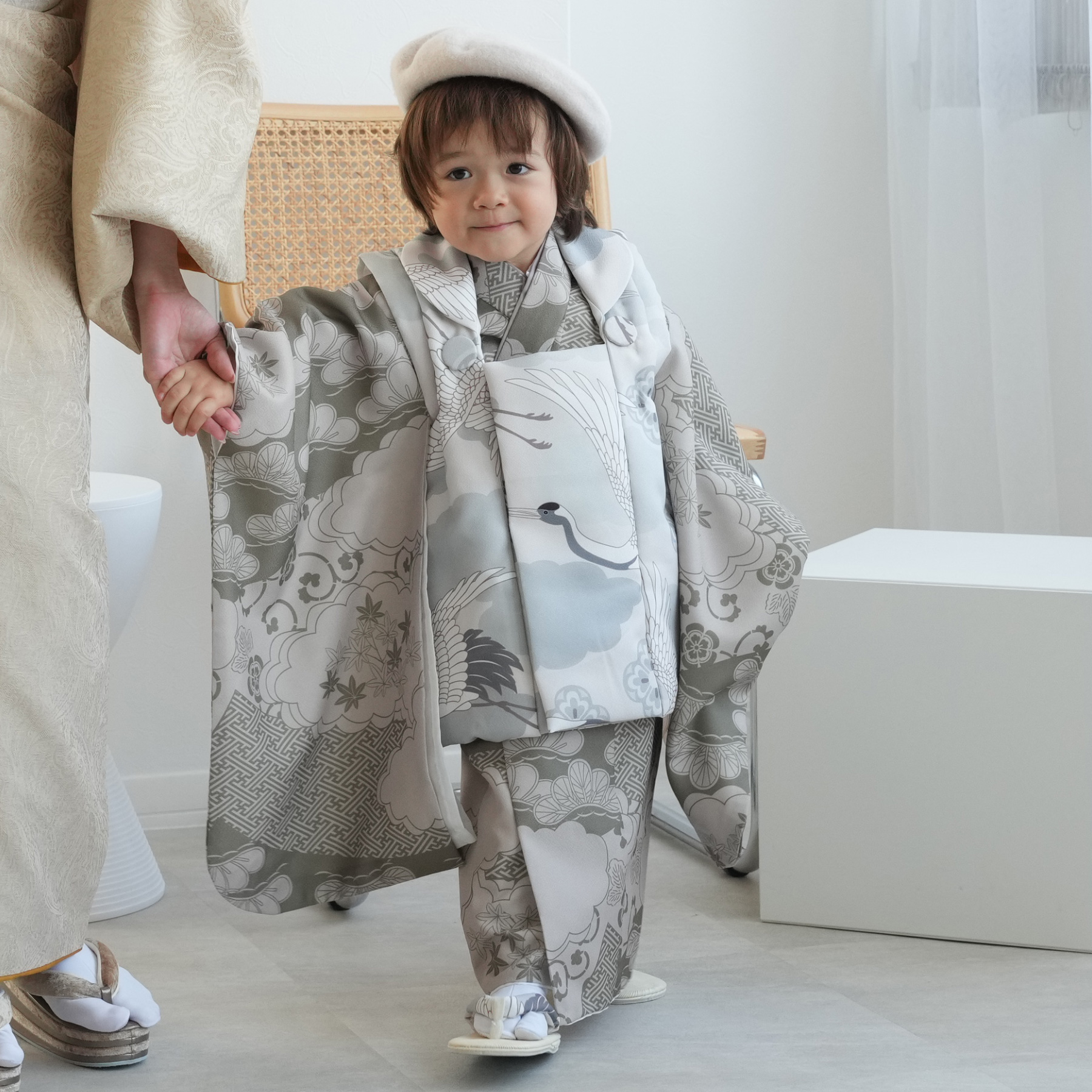 レンタル 七五三 3歳 男の子 ひよこ商店 kids 着物 ベレー帽つき